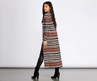 Stripe About Now Long Line Cardigan