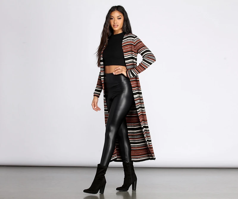 Stripe About Now Long Line Cardigan