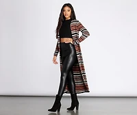 Stripe About Now Long Line Cardigan