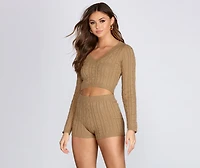 Cutie Cable Knit Crop Top
