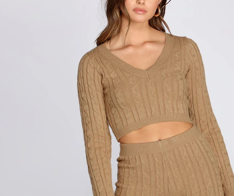 Cutie Cable Knit Crop Top