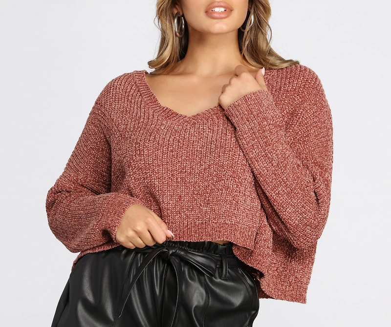 Cutie A Chenille Cropped Sweater