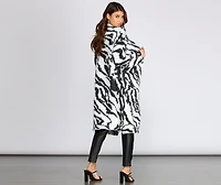 Fuzzy Zebra Print Cardigan
