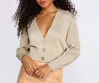Dripped Glitter Cropped Cardigan