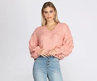 Pom Sleeve Detail Oversized Sweater