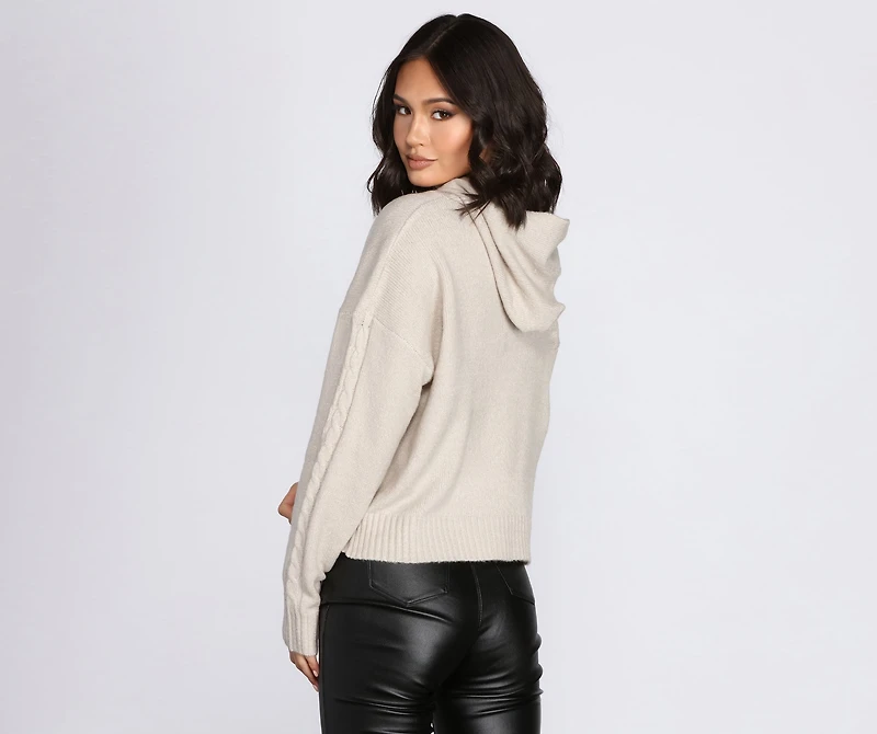 Cable Knit Sleeve Hoodie