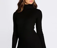 Long Sleeve Ribbed Mini Dress