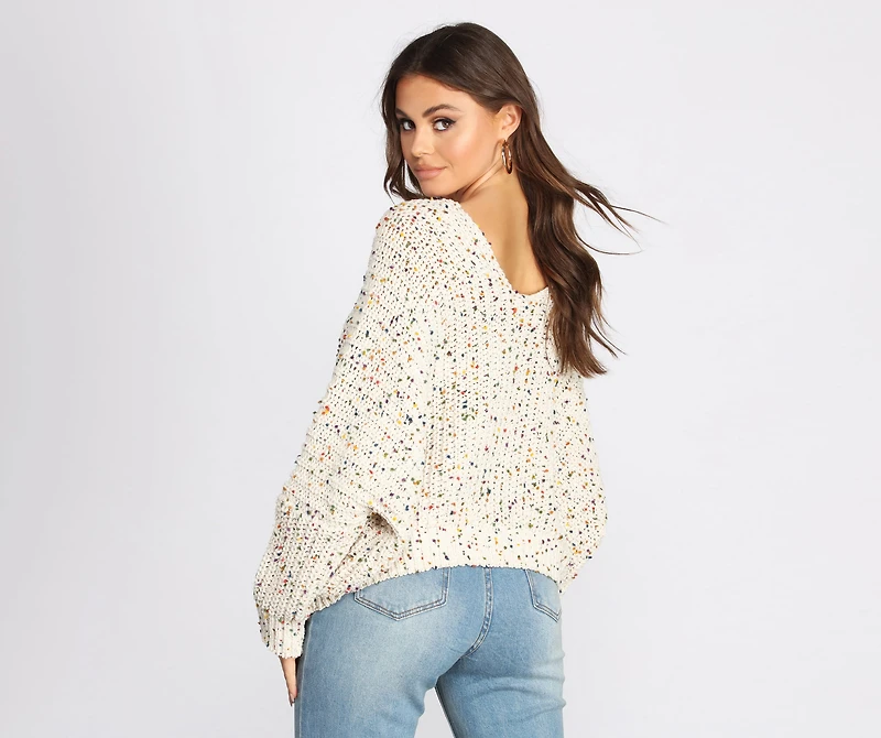 Confetti Knit V Neck Sweater
