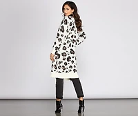 Leopard Print Long Line Cardigan