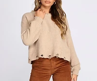 Distressed Chenille Knit Sweater