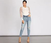 Sheer And Chic Sweater Crop Top
