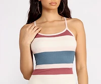 Sassy Stripes Midi Dress