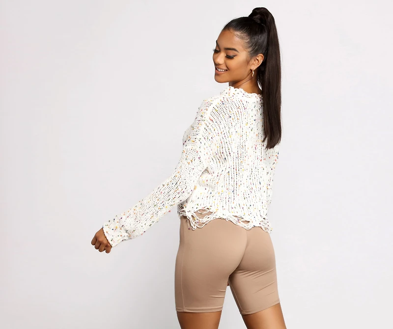Issa Celebration Confetti Knit Distressed Sweater