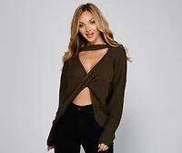 Twist and Stun Open Back Sweater