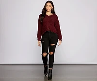 Distressed And Chic Chenille Sweater