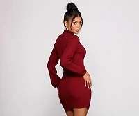 All Dolled Up Ribbed Knit Mini Dress