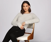 Cozy Cropped Popcorn Knit Sweater