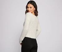 Cozy Cropped Popcorn Knit Sweater