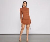 Keeping Knit Real Ruched Mini Dress