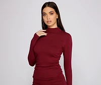 Keeping Knit Real Ruched Mini Dress