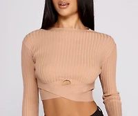 Trendy Girl Ribbed Knit Cropped Sweater