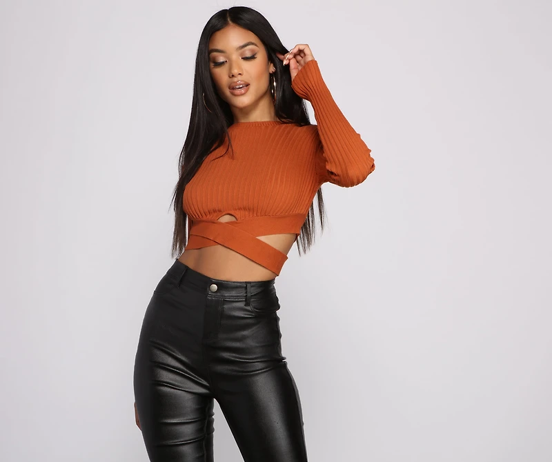 Trendy Girl Ribbed Knit Cropped Sweater