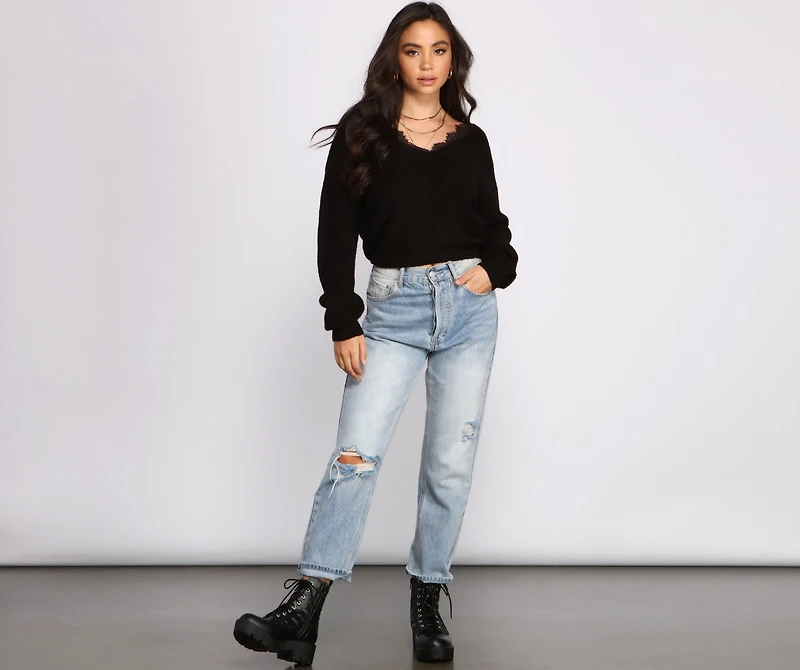 Keeping Knit Chic Lace Sweater
