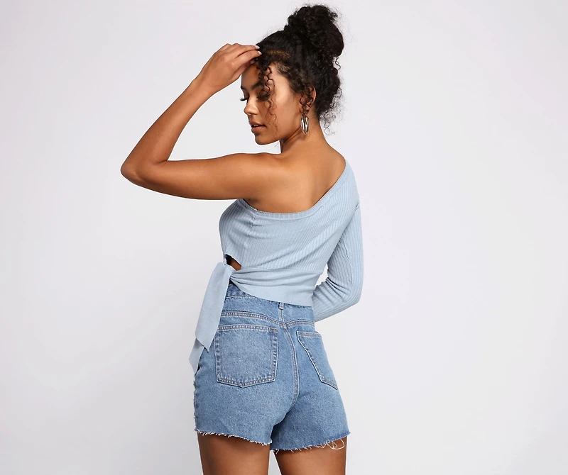 Tied To Basics One Shoulder Crop Top