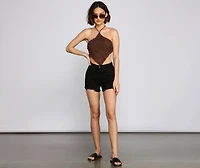 Crochet Knit Handkerchief Crop Top
