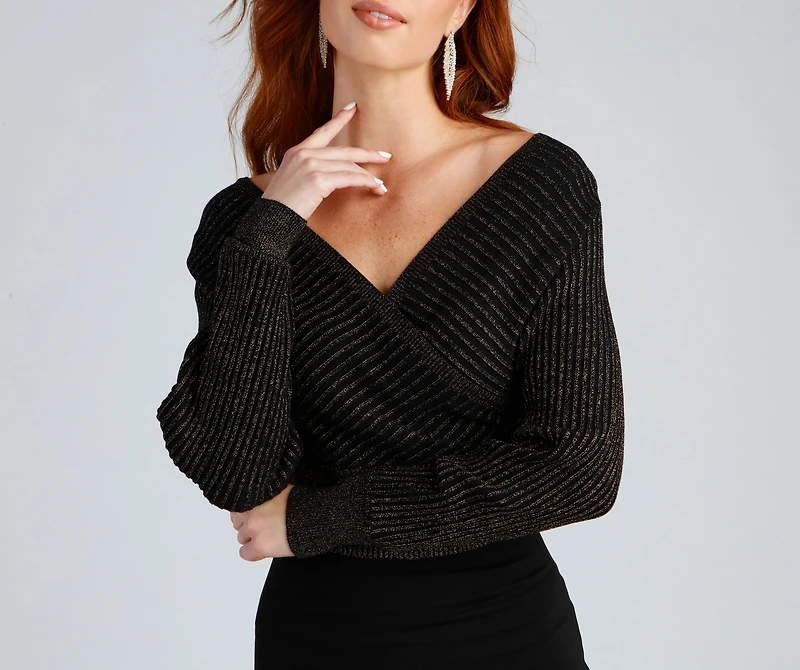 Glitter And Gleam Ribbed Knit Sweater