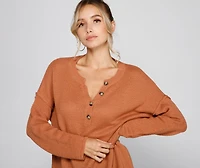 Girl Next Door Henley Long Sleeve Top