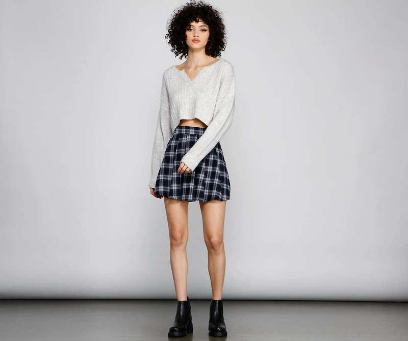 Casual Cutie Henley Crop Top