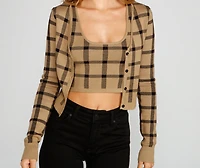 Plaid Daze Cropped Cardigan