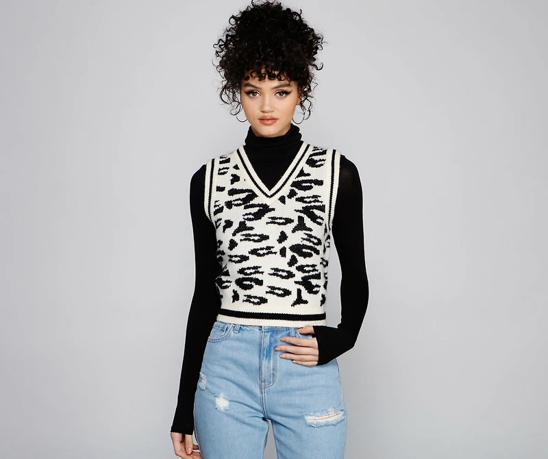 Feeling Wild Leopard Knit Vest