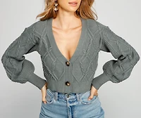 Stylishly Cozy Cable Knit Cropped Cardigan