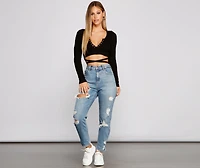 Sultry Basic Ribbed Knit Crop Top