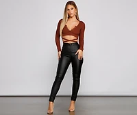 Sultry Basic Ribbed Knit Crop Top