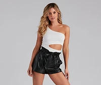 Stylish Cuts One Shoulder Sweater Top