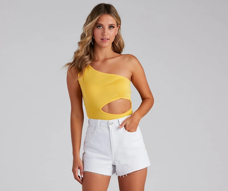 Stylish Cuts One Shoulder Sweater Top