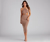 Tropic Like It's Hot Halter Midi Dress