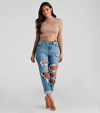 Bold Beauty Ribbed Cutout Crop Top