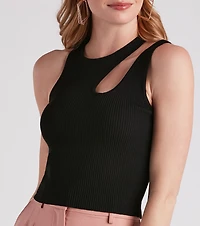 Piece Of Me Cutout Rib Knit Crop Top