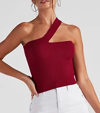 Sleek Basic One-Shoulder Crop Top
