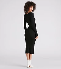 Pearl-Fect Pick Sweater Maxi Dress