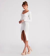 Pearl-Fect Pick Sweater Maxi Dress
