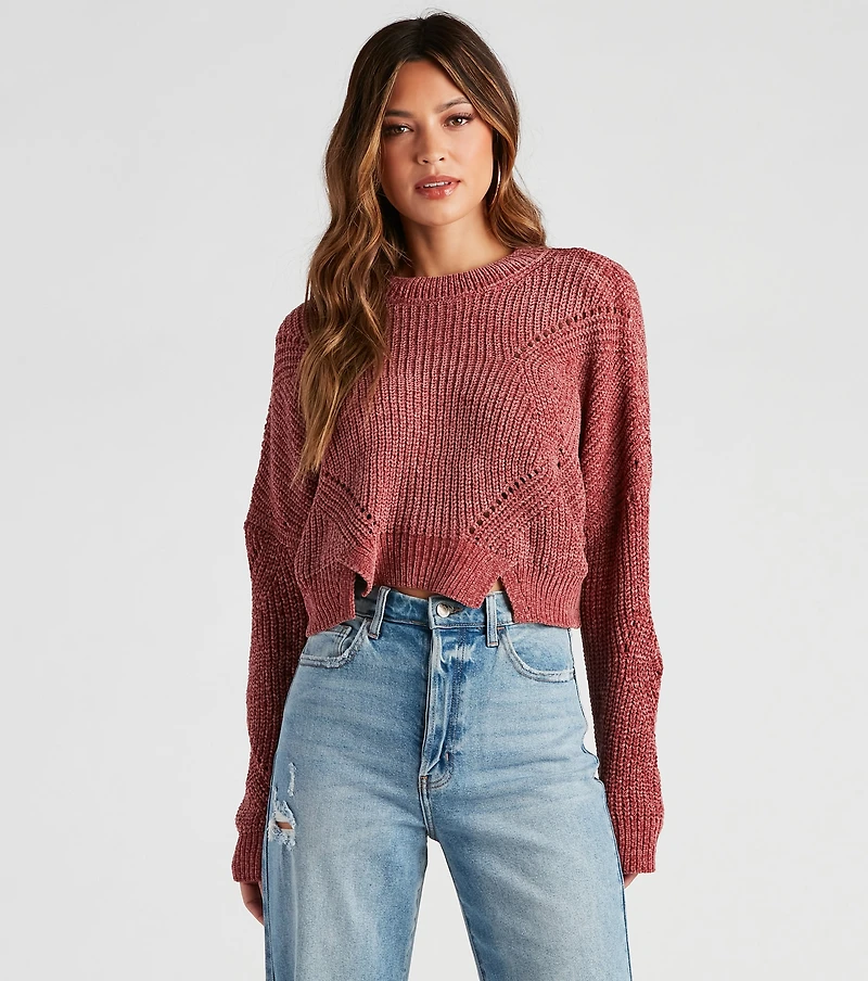 Seasonal Treat Chenille Crop Sweater