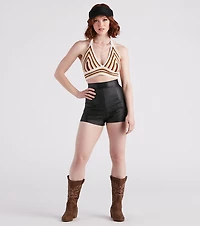 Desert Heat Crochet Striped Crop Top
