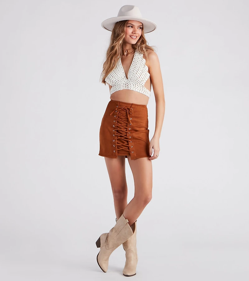 Hearts Flutter Crochet Butterfly Halter Top