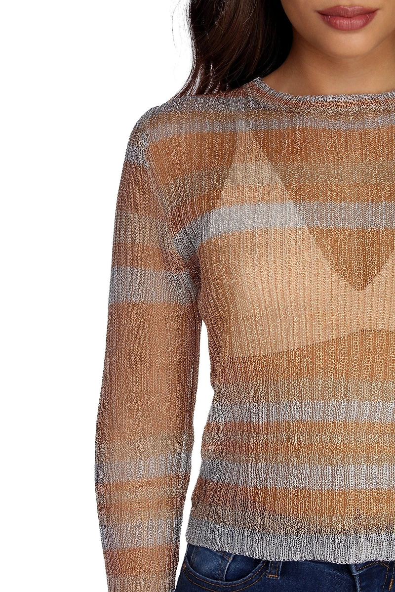 Metallic Moment Striped Sweater
