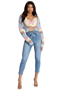 Sassy And Striped Cropped Sweater